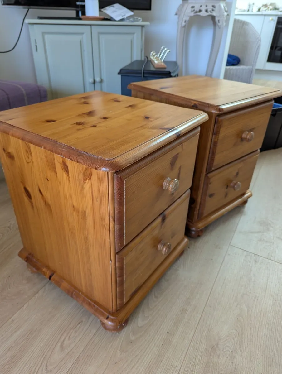 Two Solid Pine Bedside Lockers - Image 2