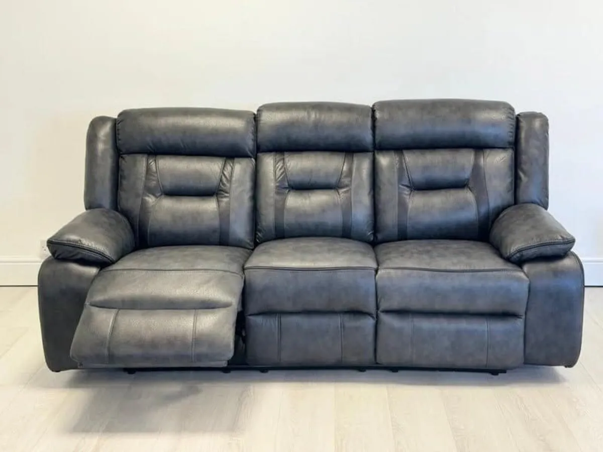 Nova Grey Electric Leather Recliner Sofa Set - Image 3
