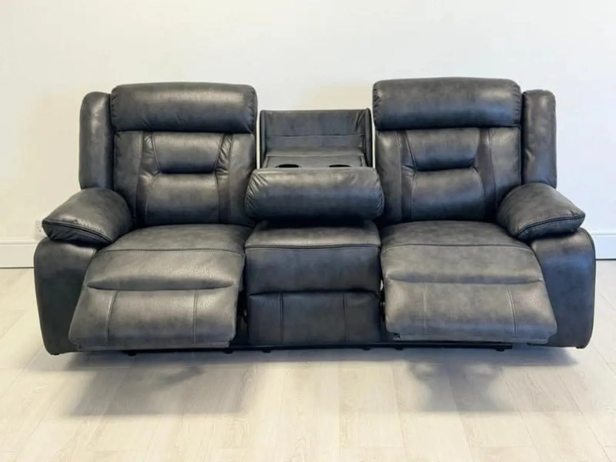 Nova Grey Electric Leather Recliner Sofa Set - Image 4