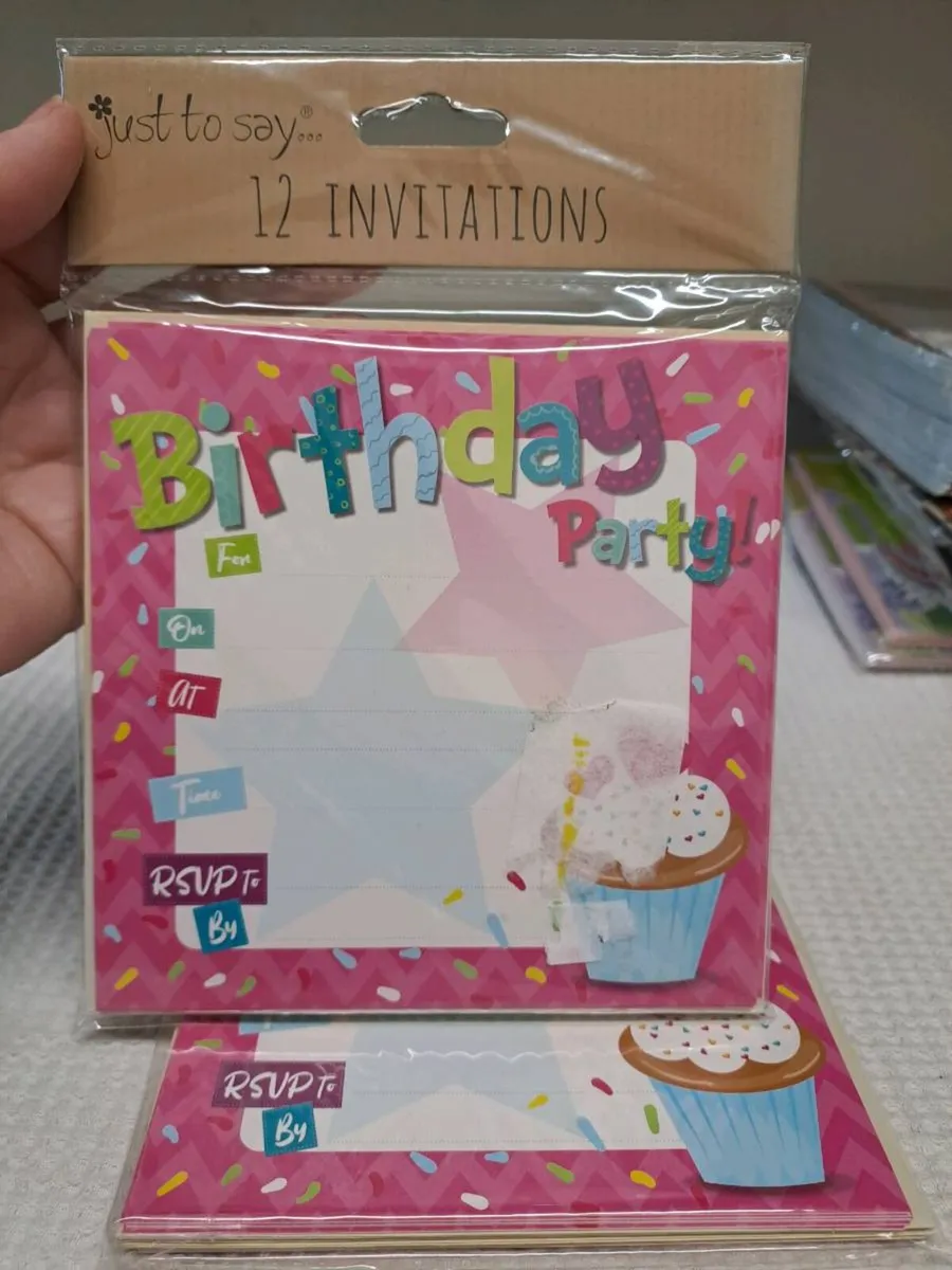Birthday Party Invitations – 12 Cards + Envelopes - Image 2