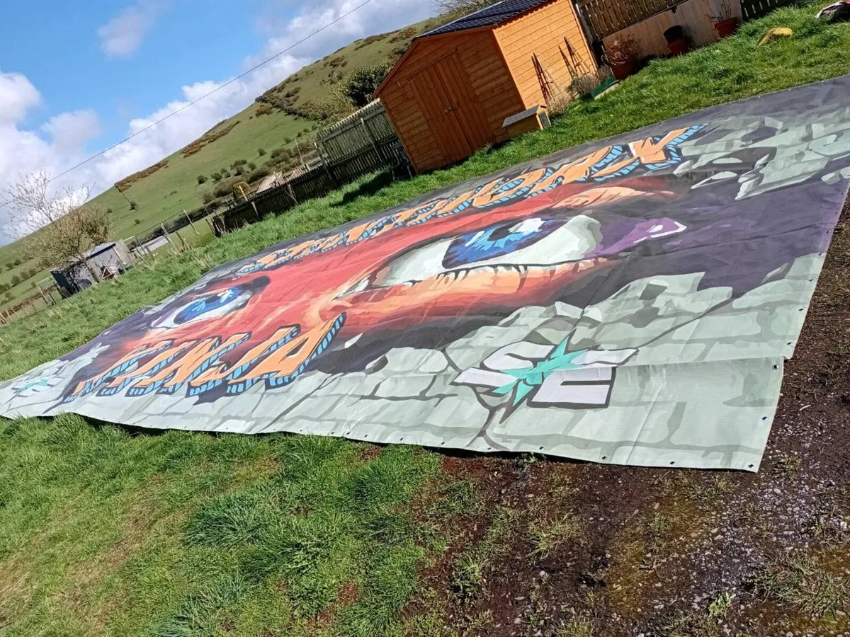 heavy duty 12x6 metre tarp stuntworkz ninja logo - Image 1