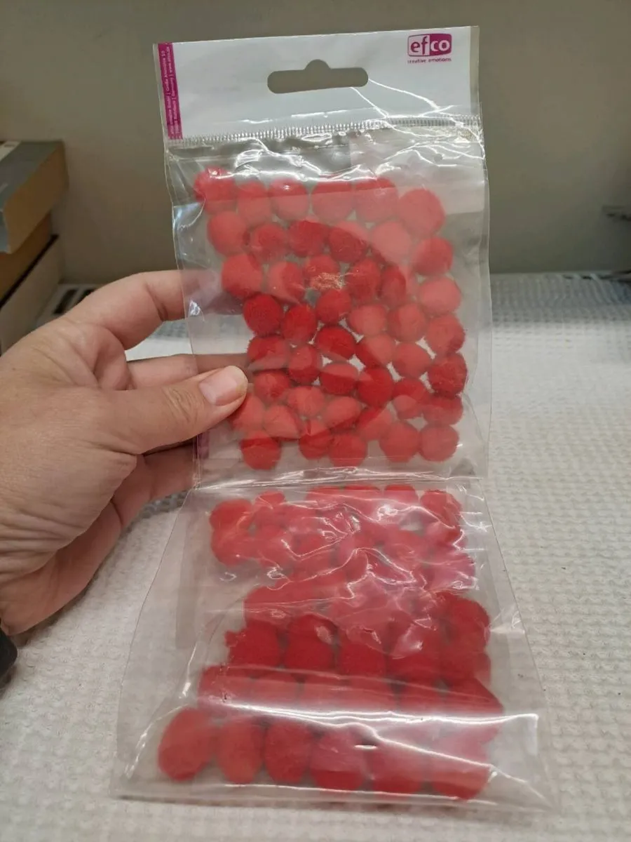 Red Craft Pom Poms – 2 Packs (New) - Image 2