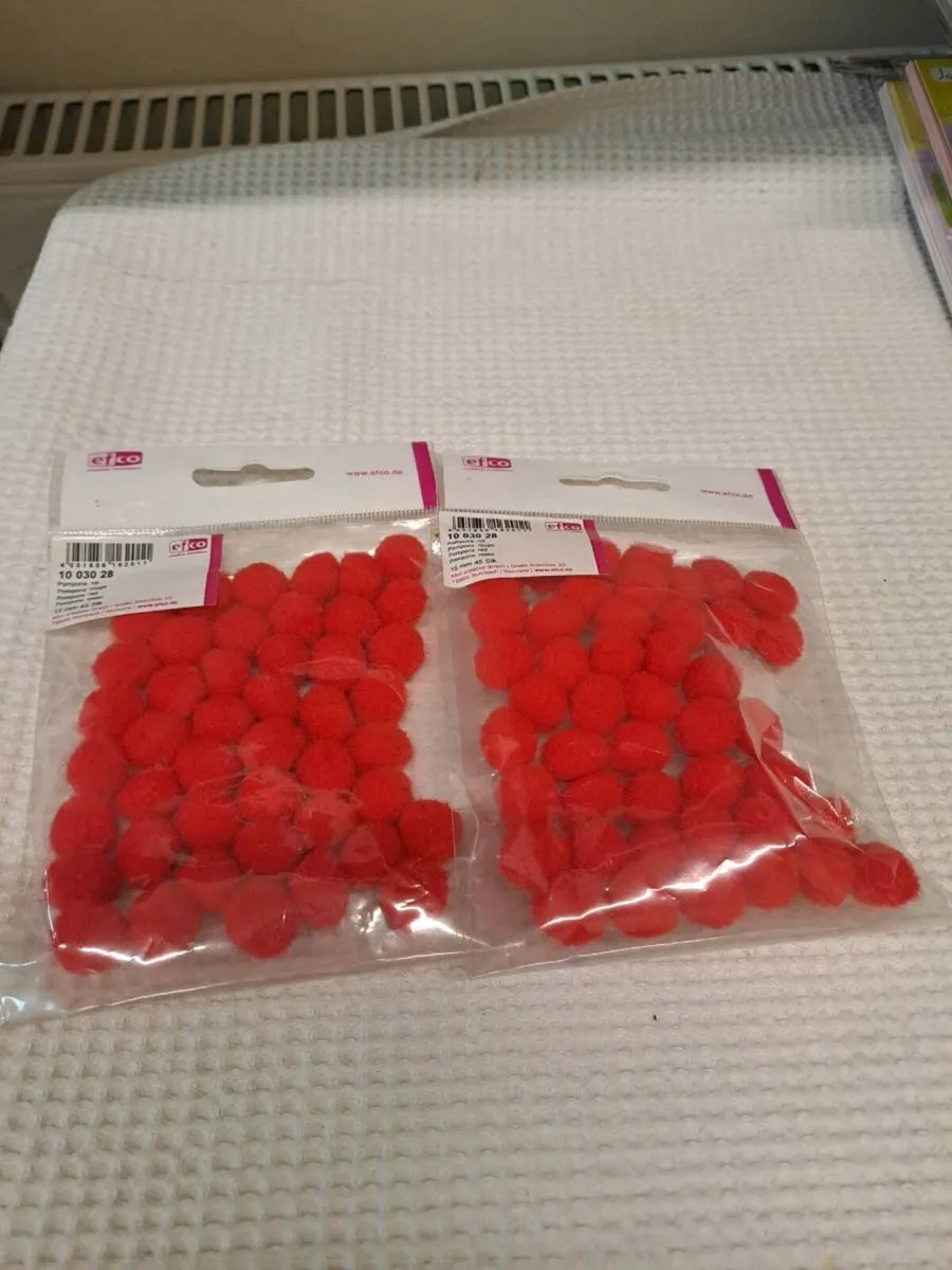 Red Craft Pom Poms – 2 Packs (New) - Image 1