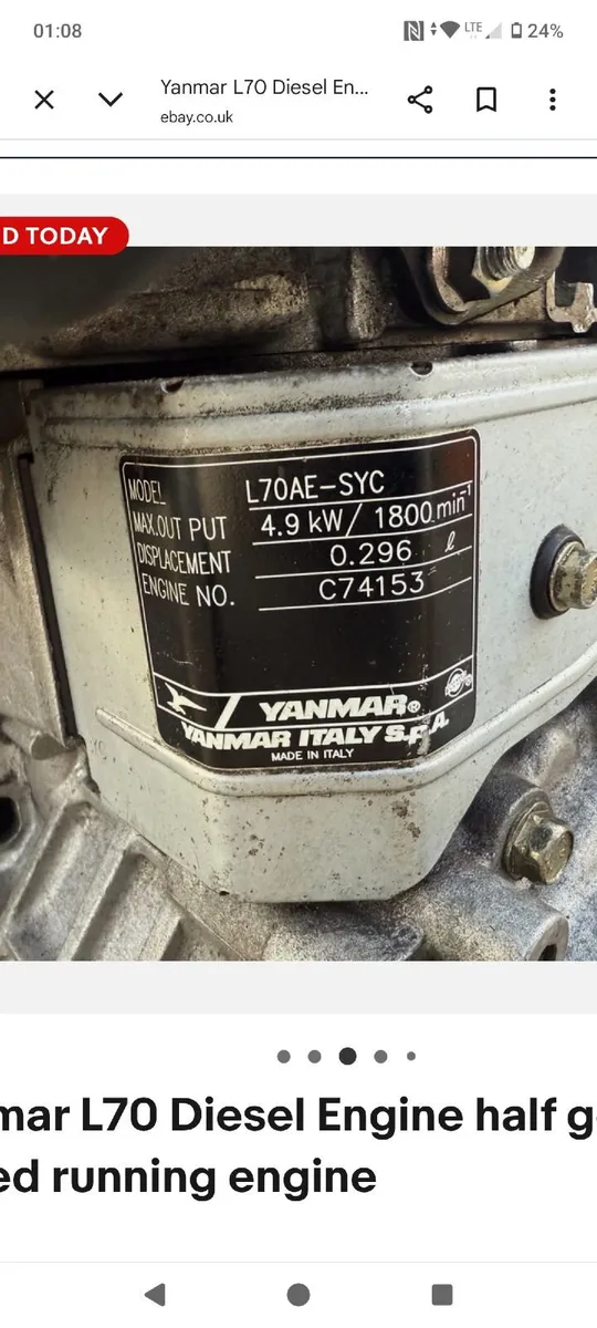 Yanmar L70 diesel engine - Image 4