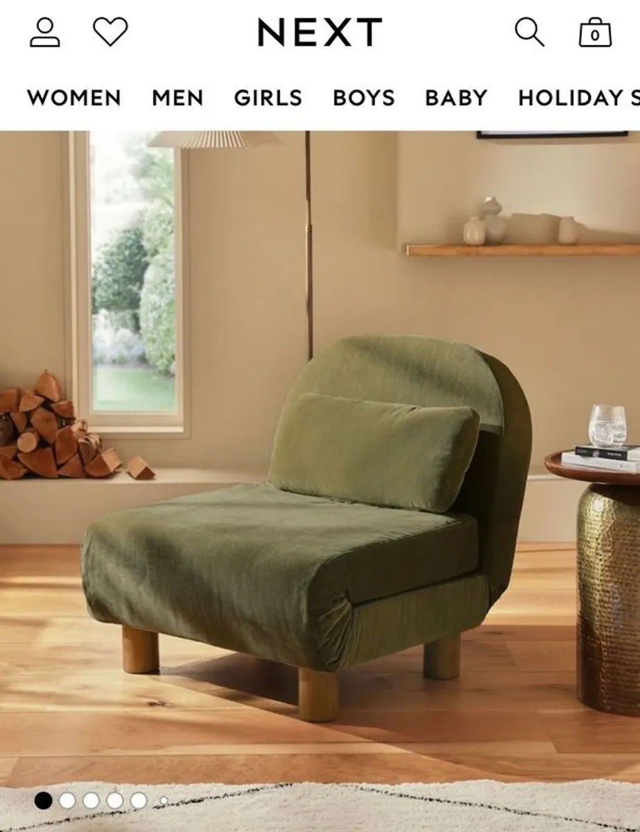 Olive green single sofa bed - Image 1