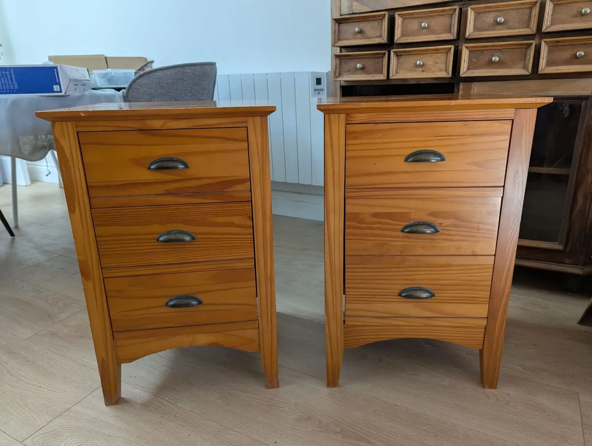 Twin Wooden Bedside Lockers - Image 1
