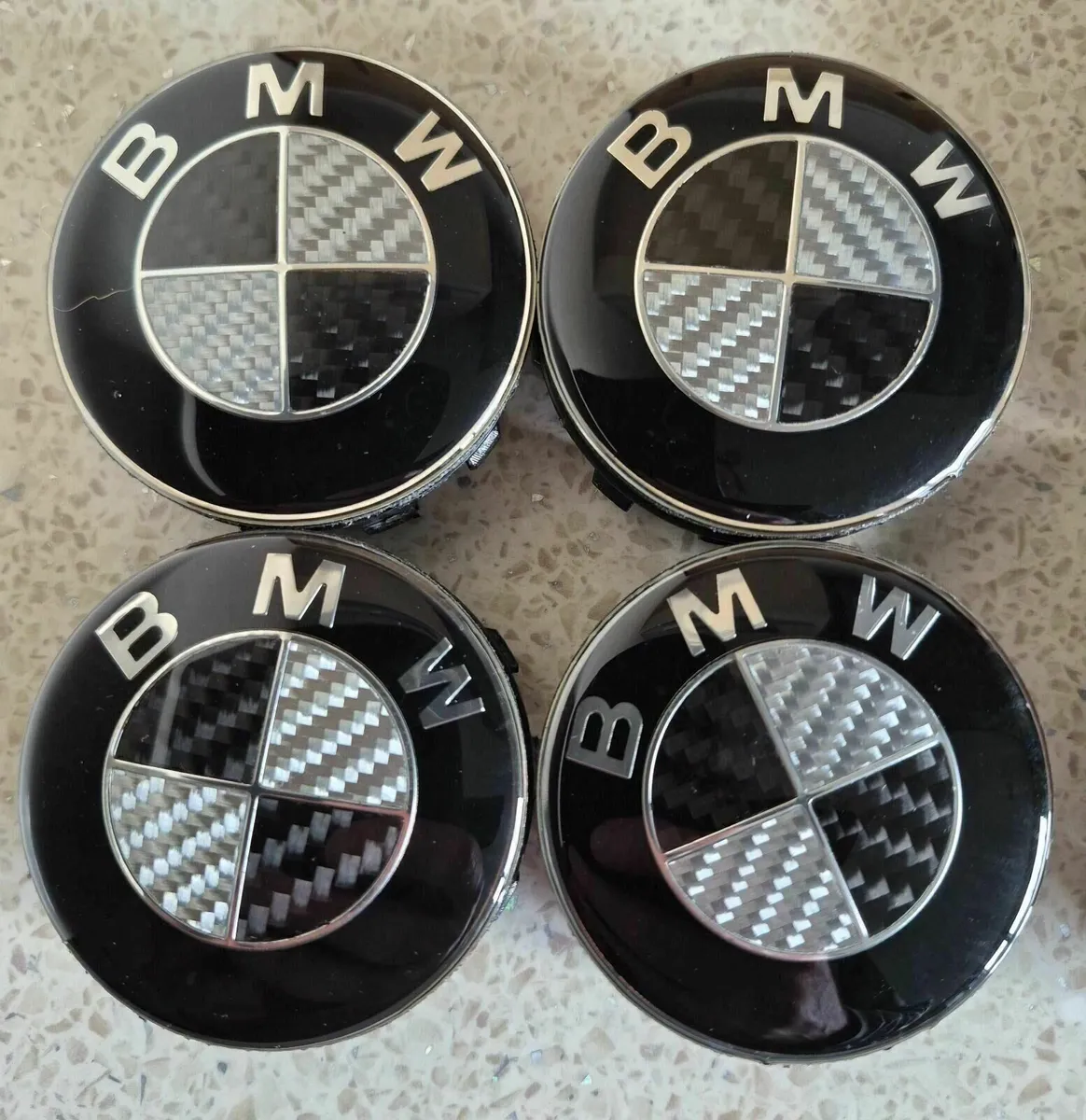 Carbon Fibre Centre 56mm Caps (Black) FREE POST - Image 1