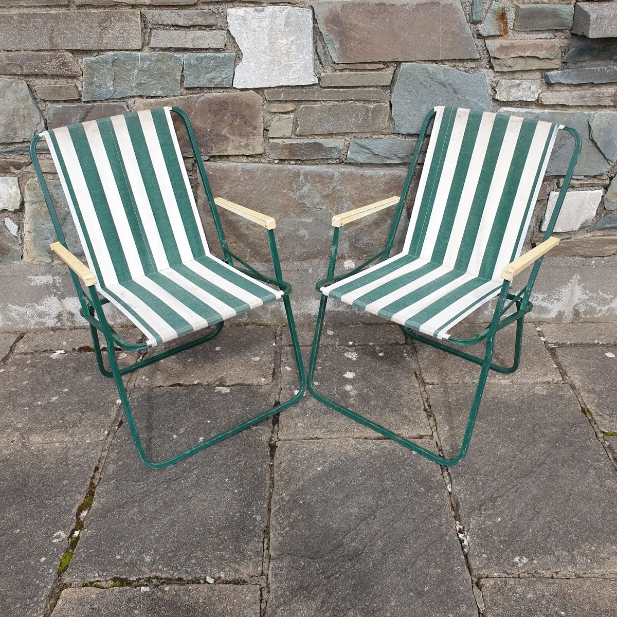 Camping chairs pair strip vintage campervan - Image 1