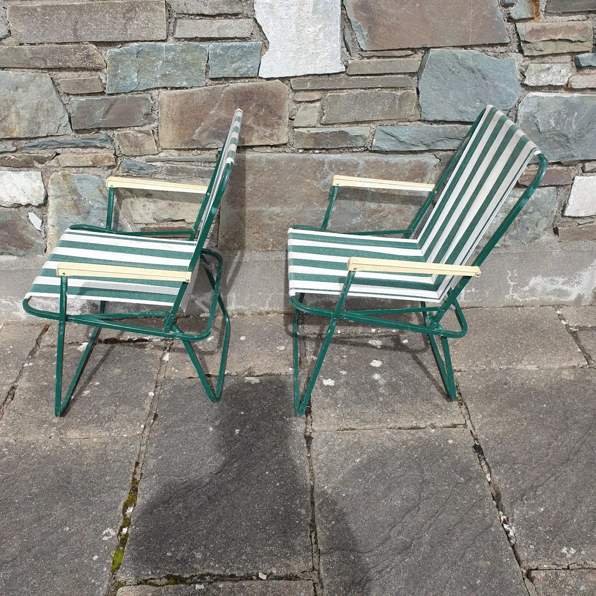 Camping chairs pair strip vintage campervan - Image 2