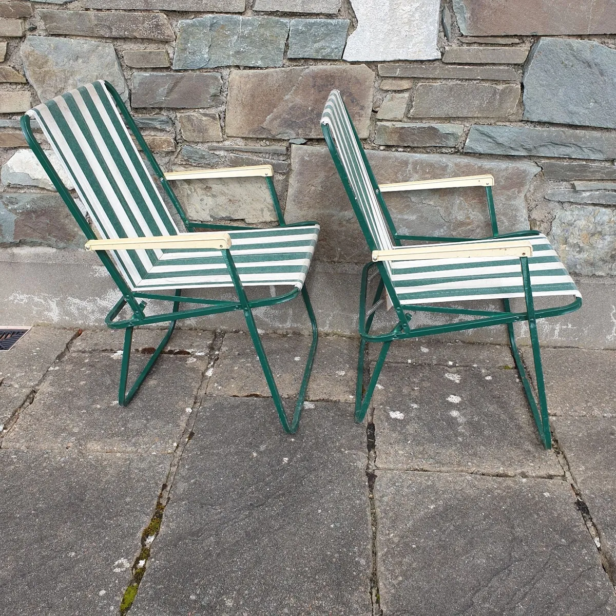 Camping chairs pair strip vintage campervan - Image 4