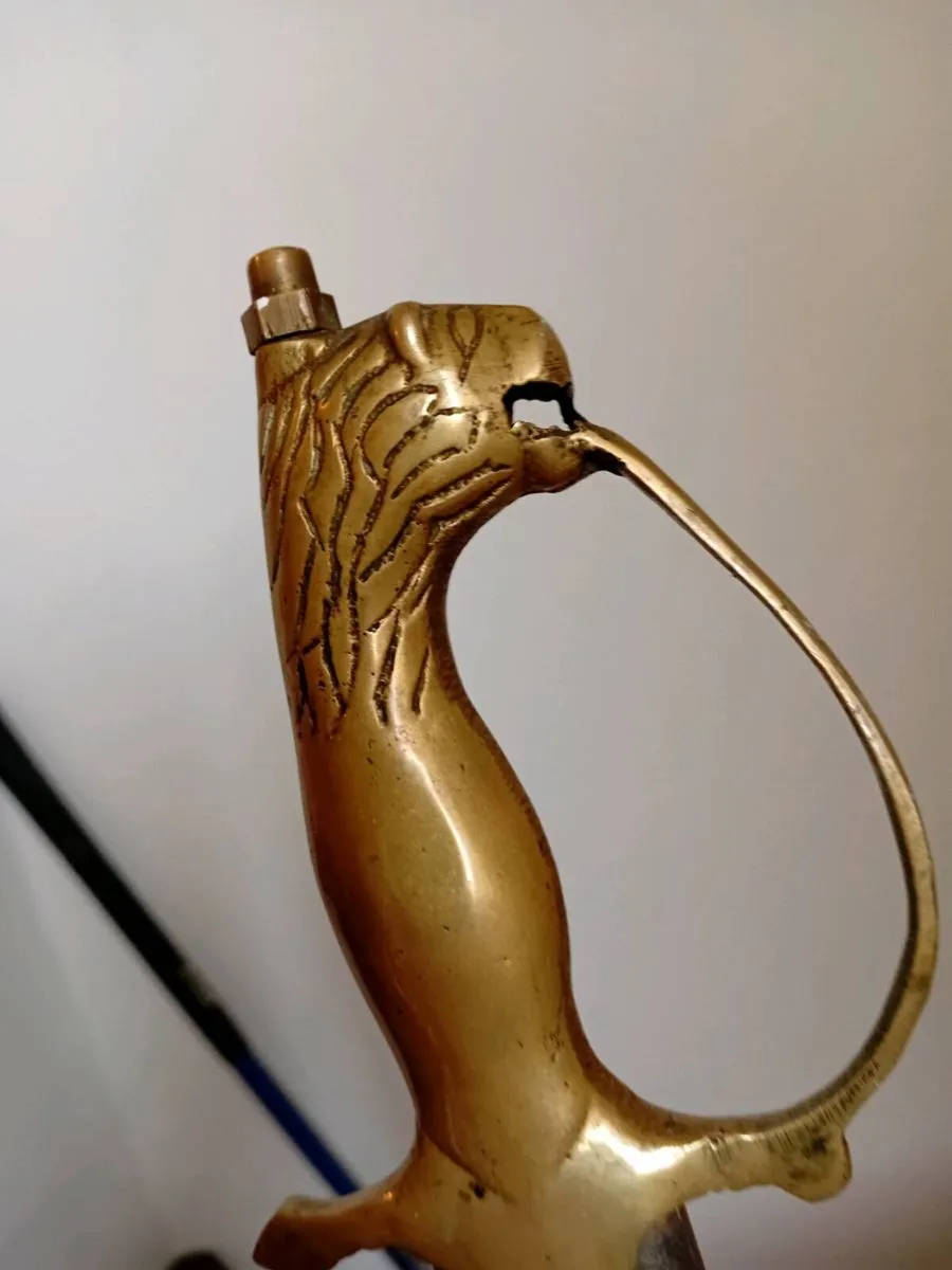 vintage brass lion head sword india - Image 2
