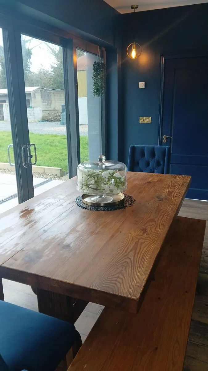 Table and 2 benches not the chairs - Image 1