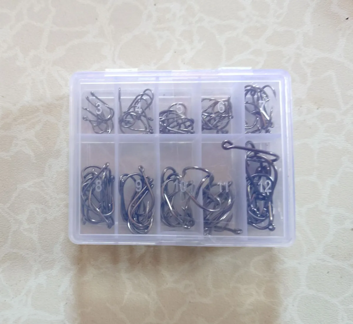 100 Pc Carbon Steel Fishing Hooks (sizes 3 To 12) - Image 1