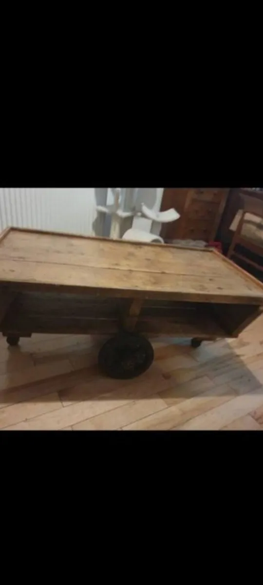 vintage industrial pitch pine coffee table - Image 1
