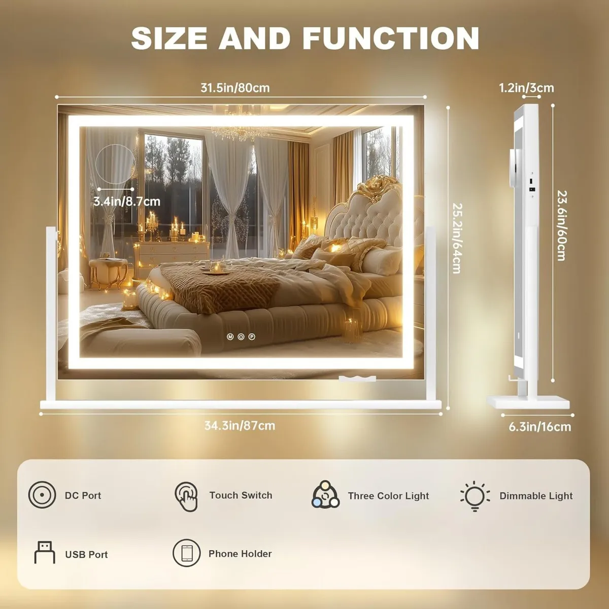 Vanity Mirror with Lights LED Make up Light 10X - Image 2