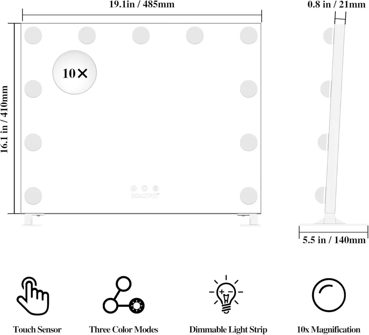 19x16 Vanity Mirror with Lights Hollywood - Image 2