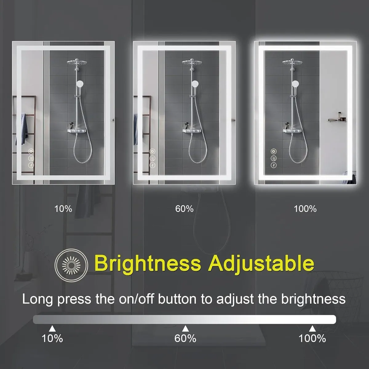 Bathroom LED Mirror 50x70cm Color Change with - Image 2