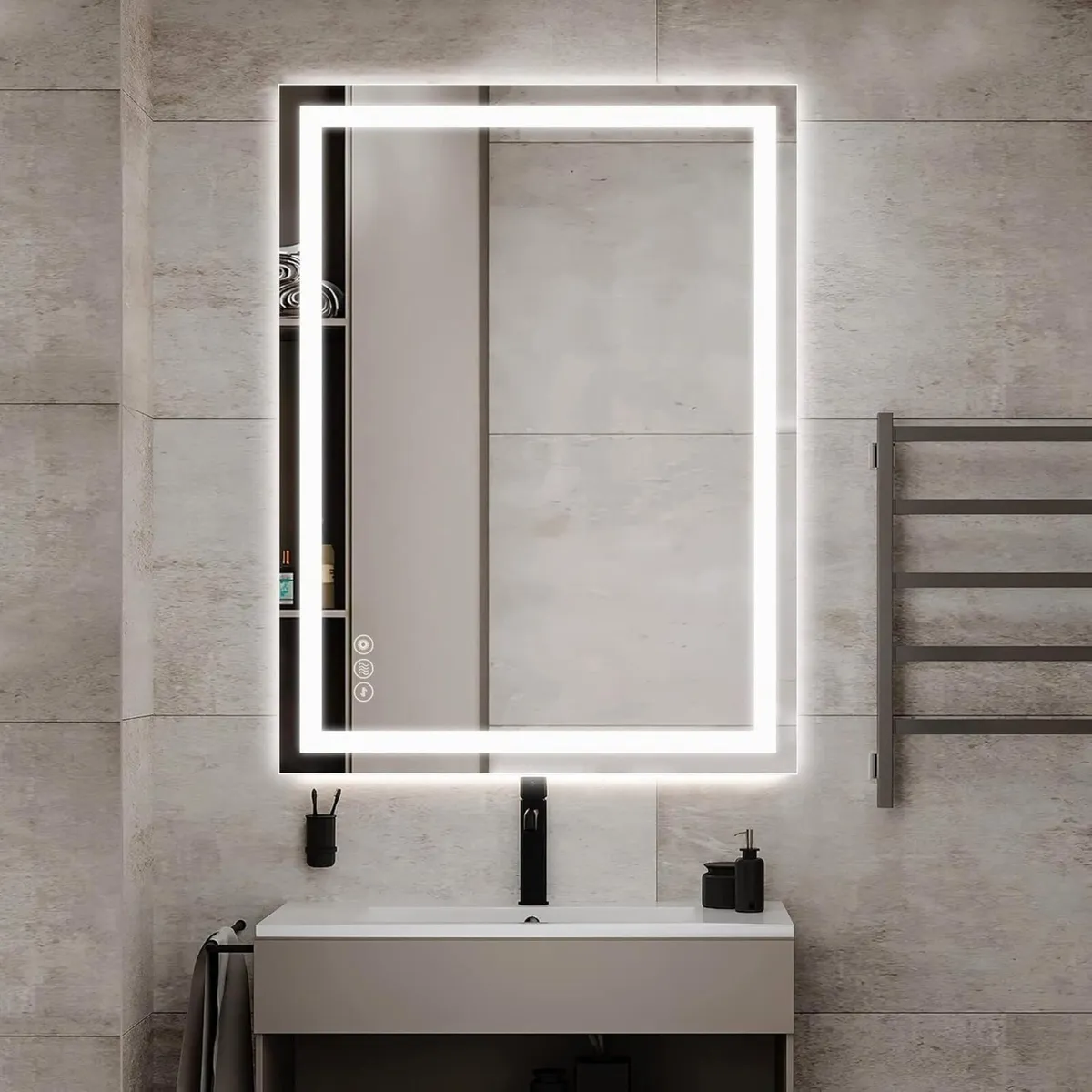 Bathroom LED Mirror 50x70cm Color Change with - Image 1
