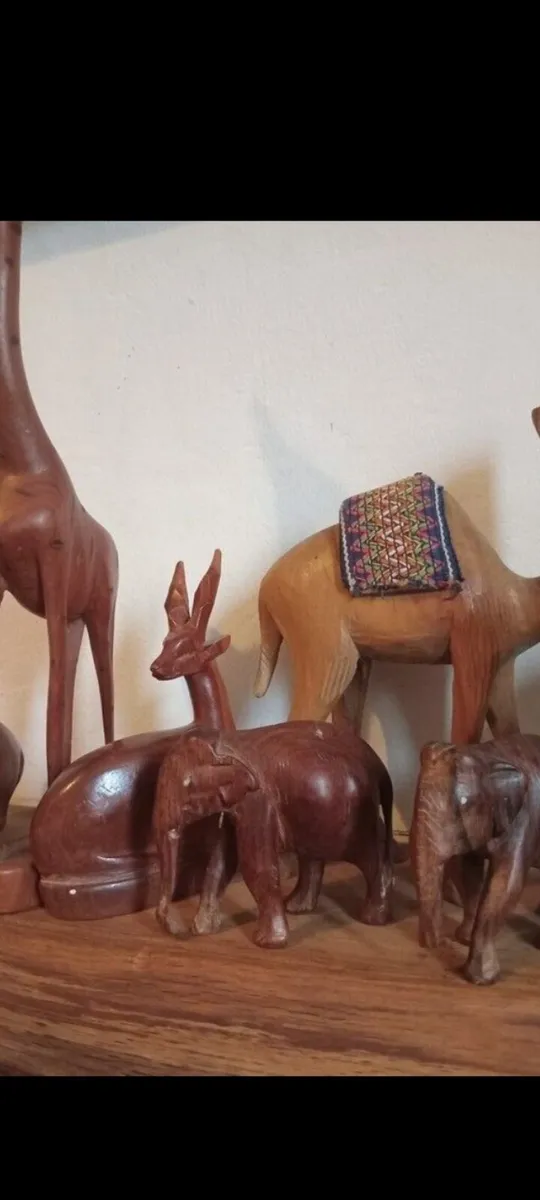 vintage hand carved besmo kenya wood animals x8 - Image 2
