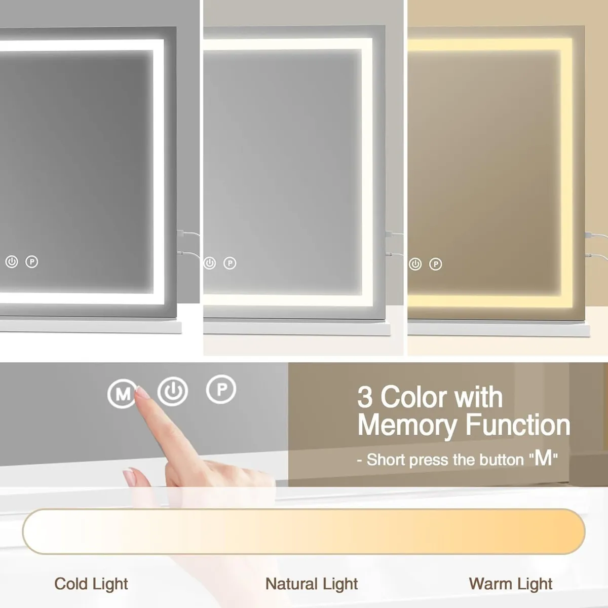 Hollywood Vanity Mirror with Lights 58 x 48cm - Image 3