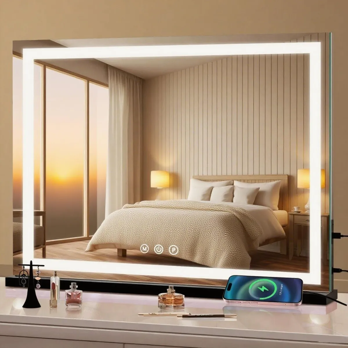 Hollywood Vanity Mirror with Lights 58 x 48cm - Image 1