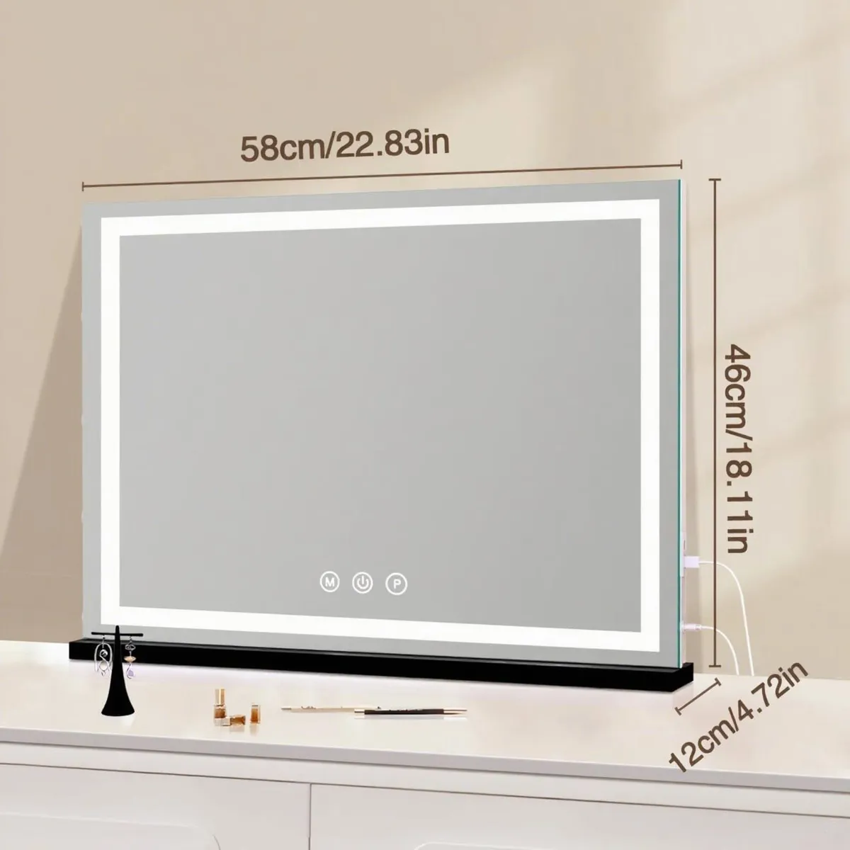 Hollywood Vanity Mirror with Lights 58 x 48cm - Image 2