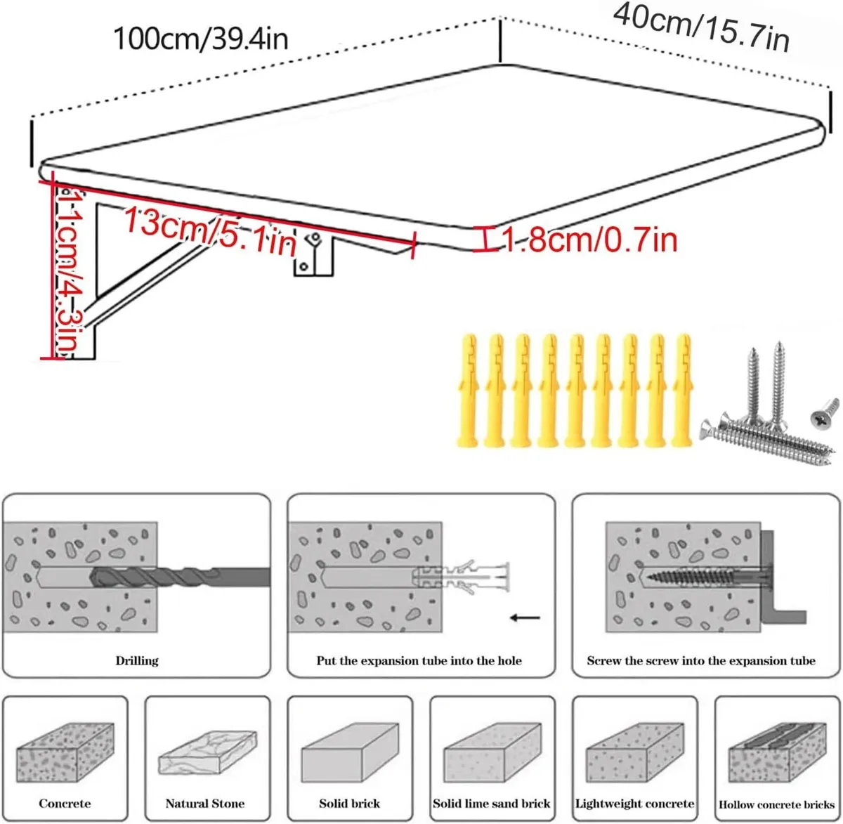 Wall Mount Folding Table Space-Saving Mounted - Image 2