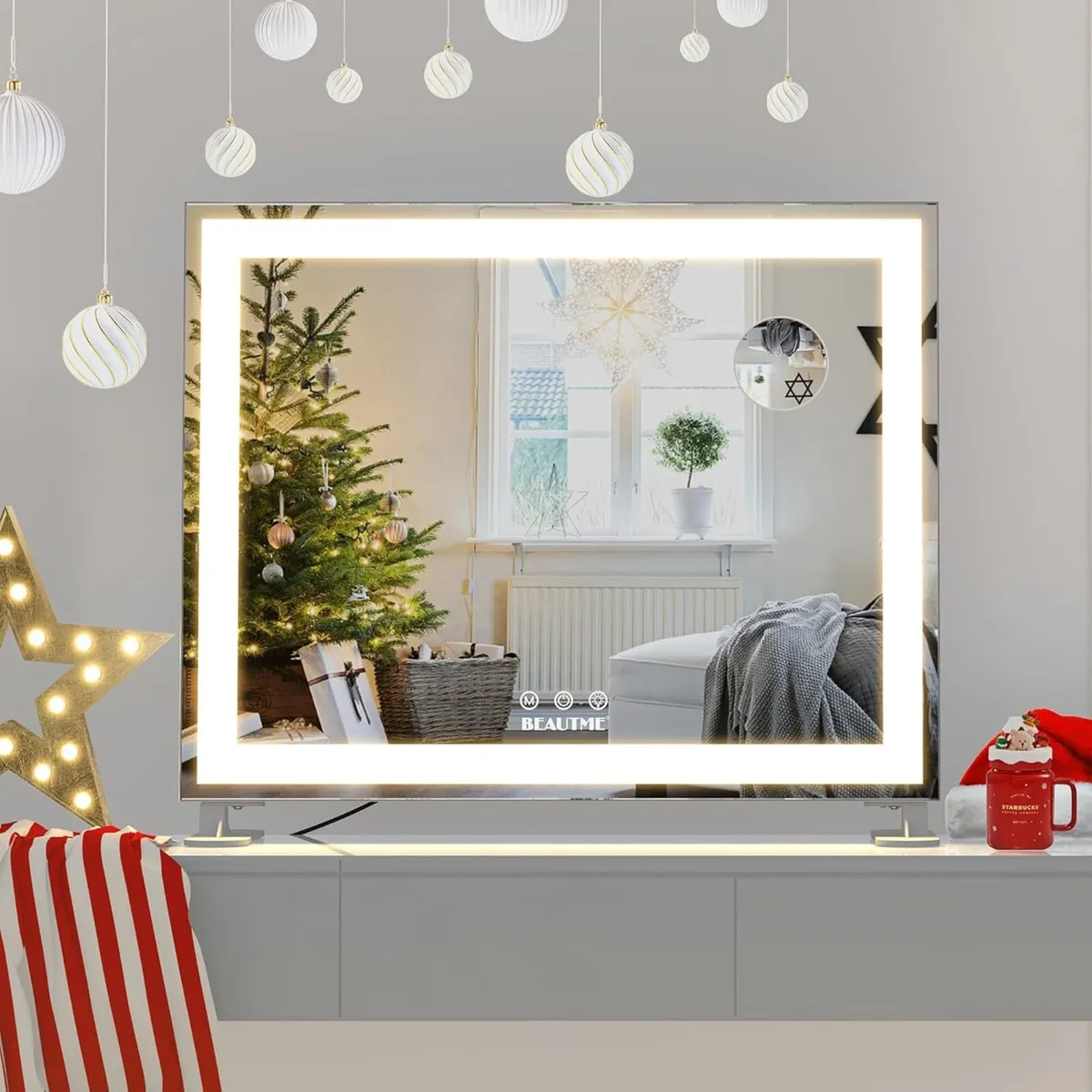 Hollywood Vanity Mirror with Lights Lighted - Image 1