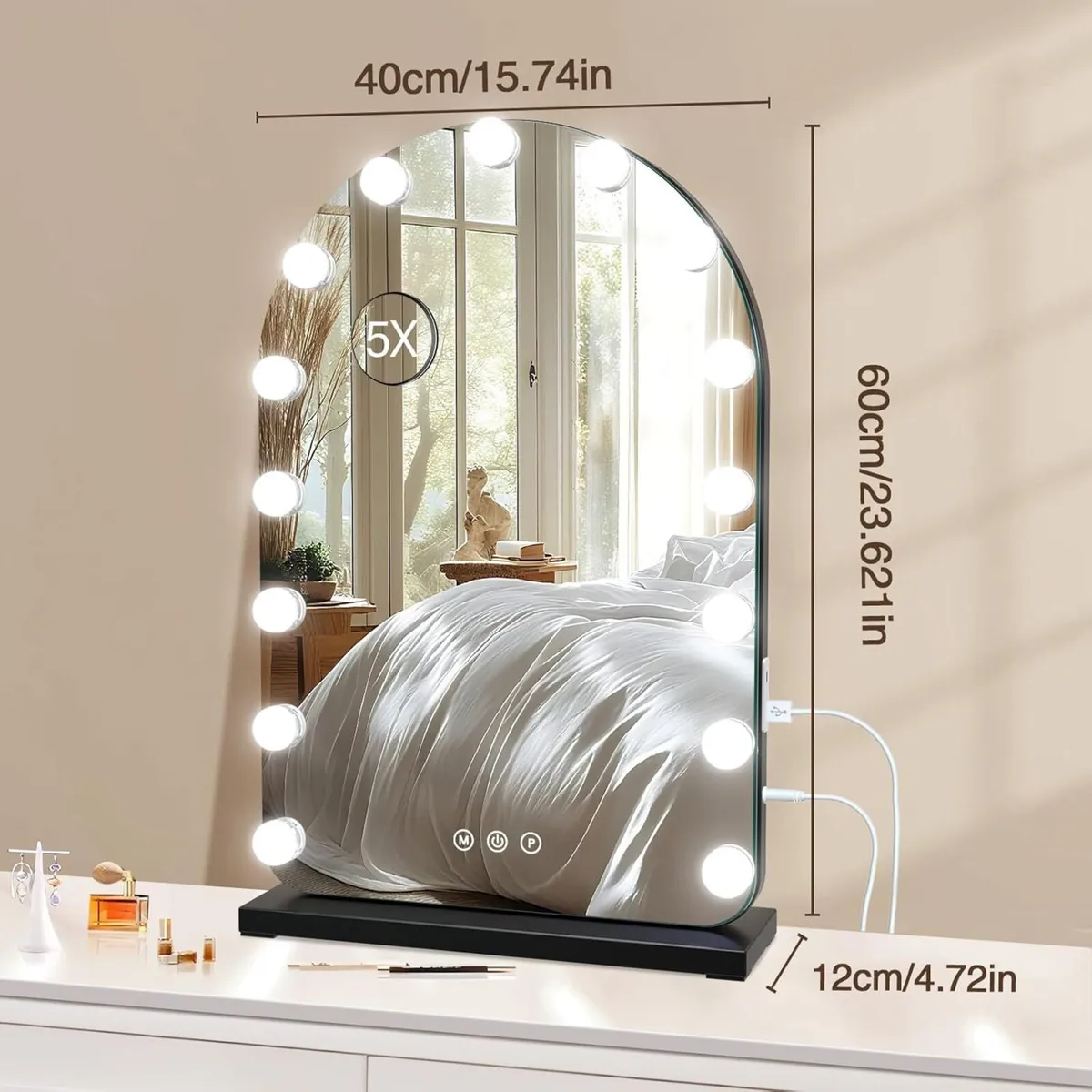 Hollywood Vanity Mirror with Lights 40x60cm Large - Image 3