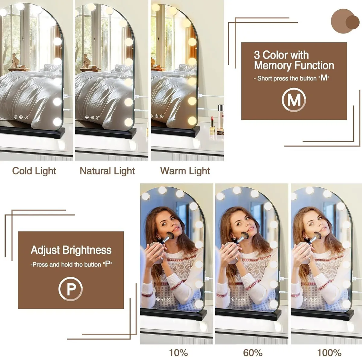 Hollywood Vanity Mirror with Lights 40x60cm Large - Image 4