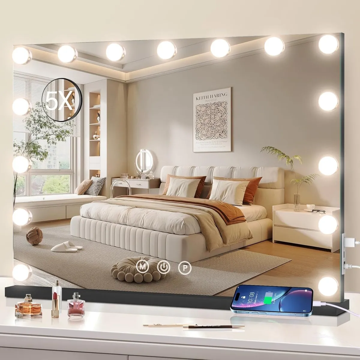 Vanity Makeup Mirror with Lights 58 x 48CM Large - Image 1