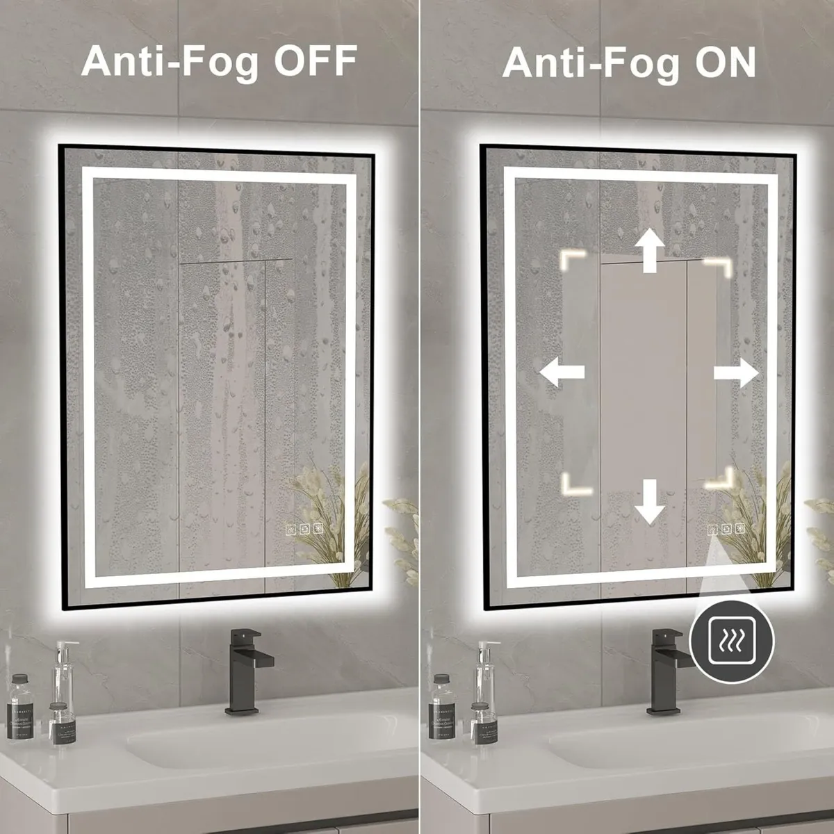 Bathroom LED Mirror with Black Frame 500 x 700 mm - Image 4