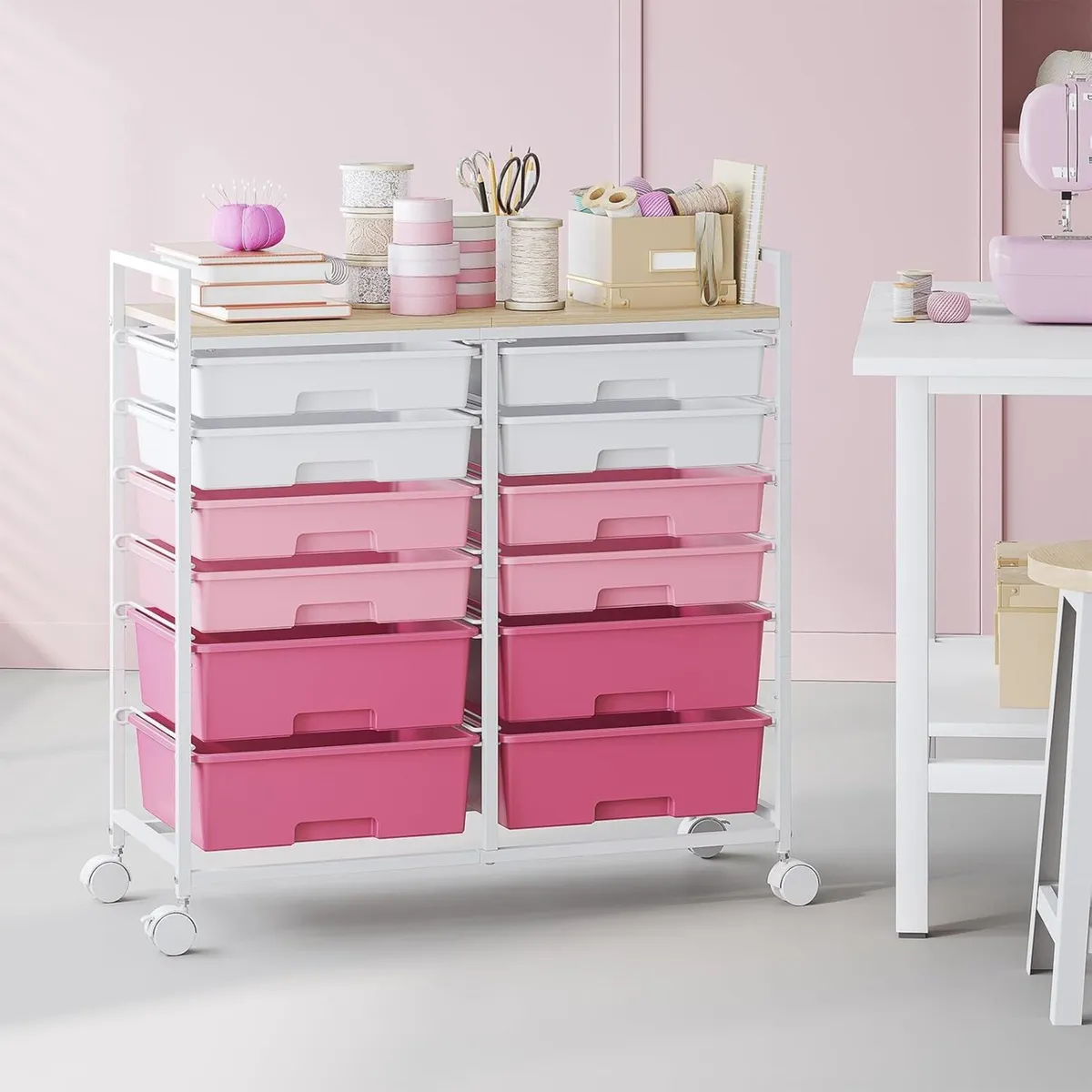 12-Drawer-Plastic-Rolling-Storage-Utility-Craft-Or - Image 2