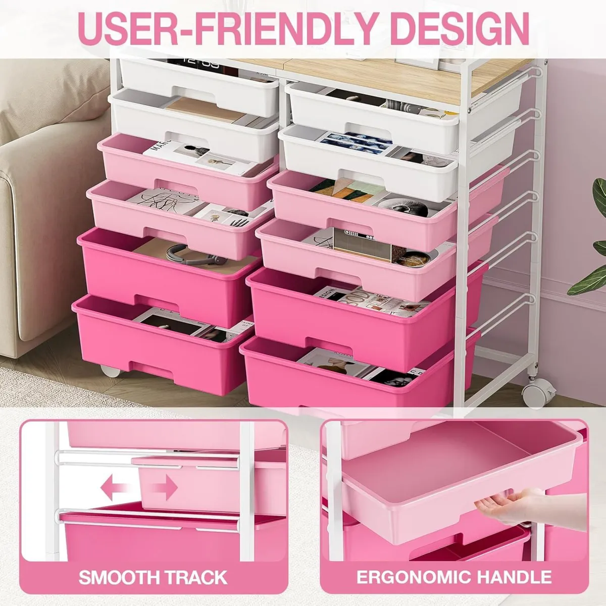 12-Drawer-Plastic-Rolling-Storage-Utility-Craft-Or - Image 4