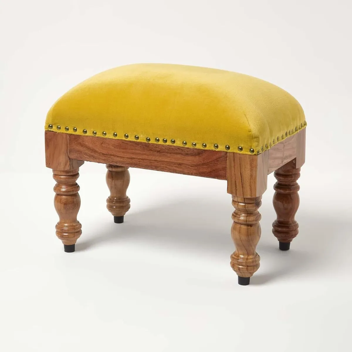 Mustard Yellow Velvet Footstool 50 x 30 cm - Image 2