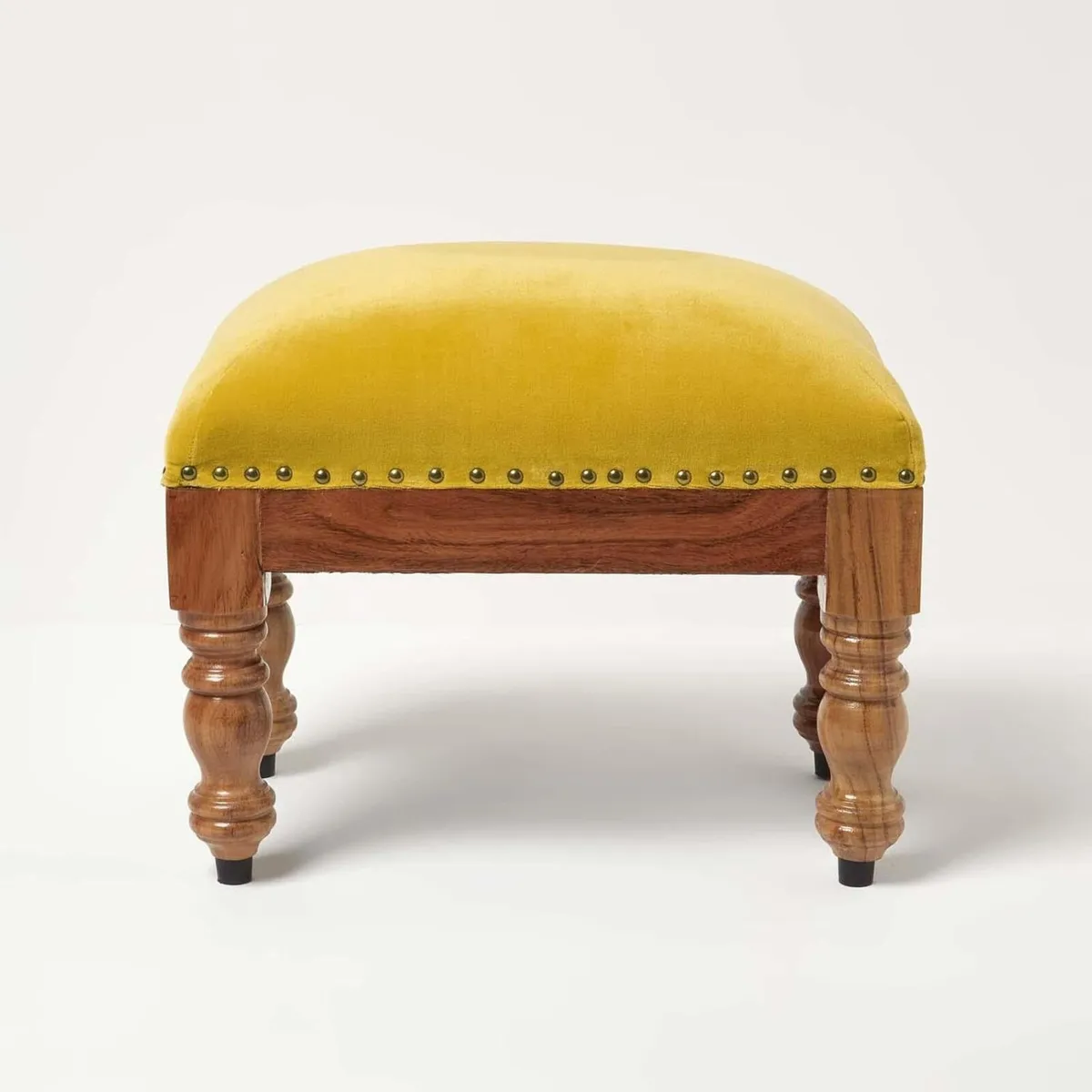 Mustard Yellow Velvet Footstool 50 x 30 cm - Image 1