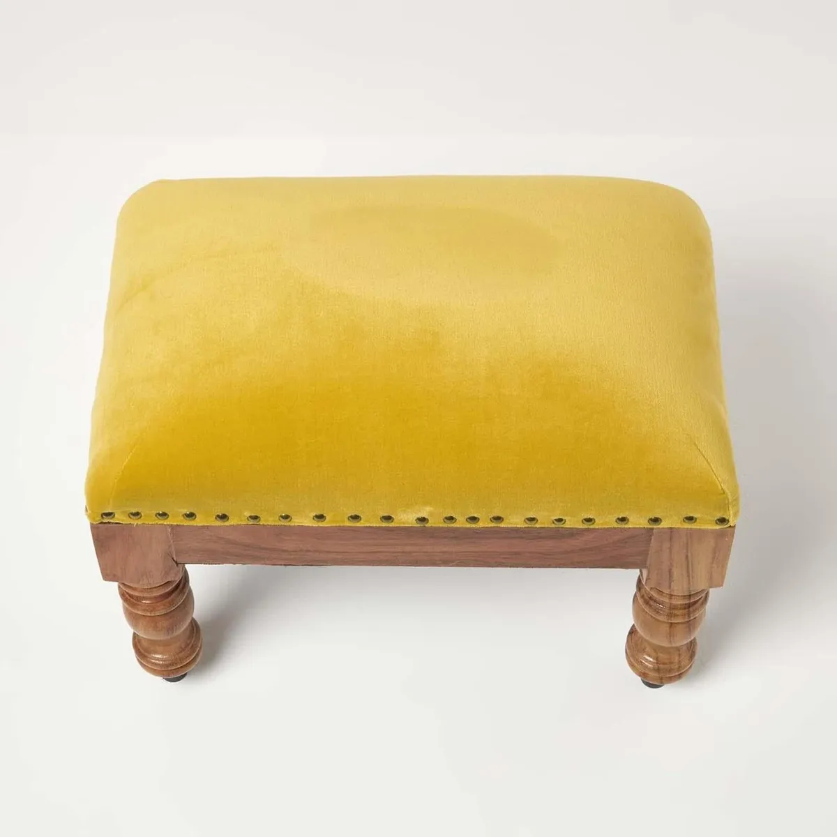 Mustard Yellow Velvet Footstool 50 x 30 cm - Image 4