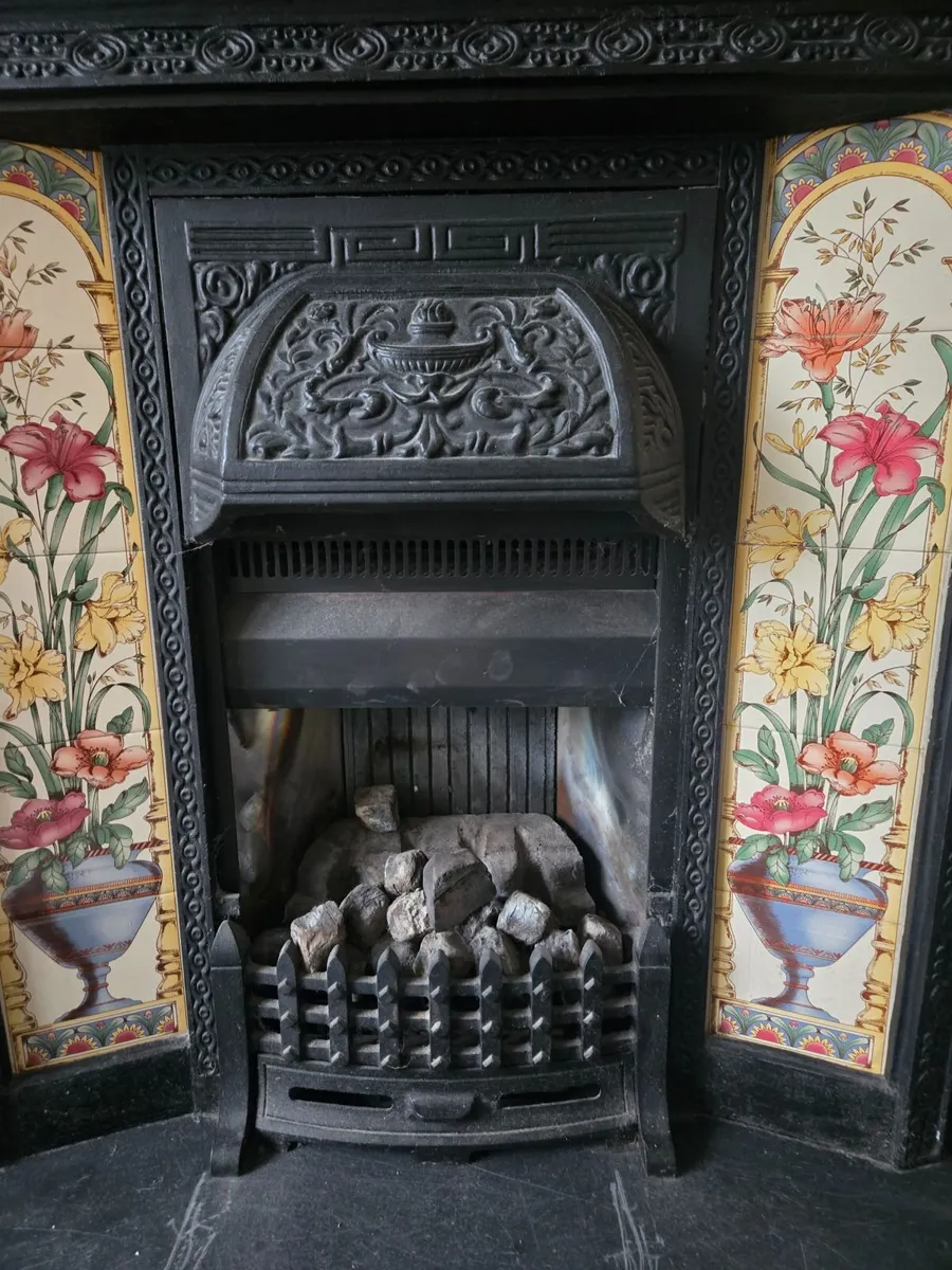 Cast Iron Gas Fireplace Insert with Hearth - Image 1