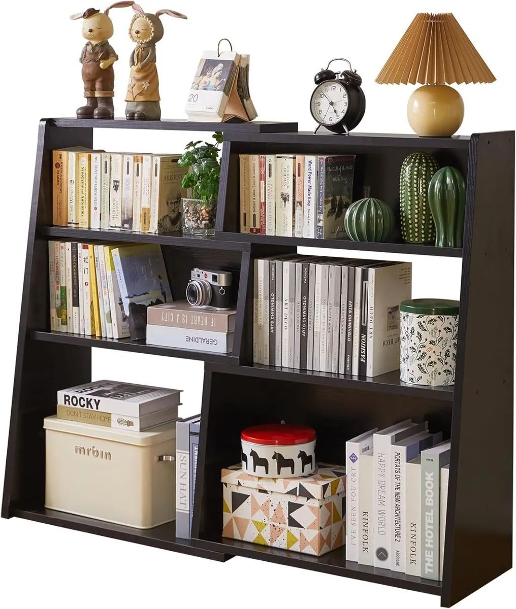 Wooden Expandable Bookcase 3-Tier Storage Shelf - Image 1