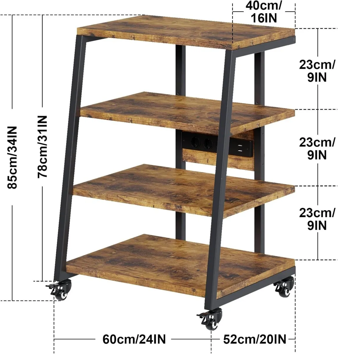 HIFI Stand Record Player 4-Tier Wooden Shelves - Image 2