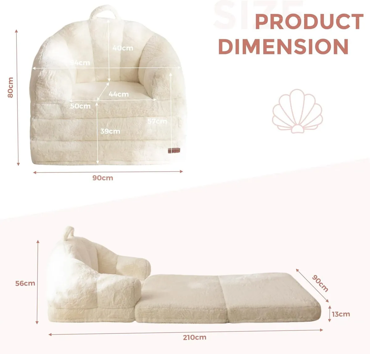 Folding Sofa Bed Comfy Faux Fur Fabric Convertible - Image 3