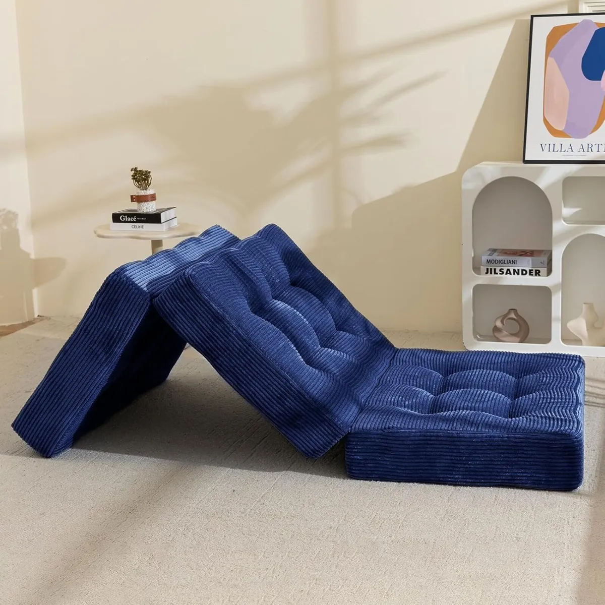 Folding Mattress Comfy Corduroy Foldable with - Image 1