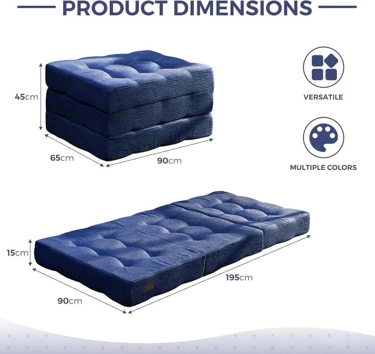 Folding Mattress Comfy Corduroy Foldable with - Image 2