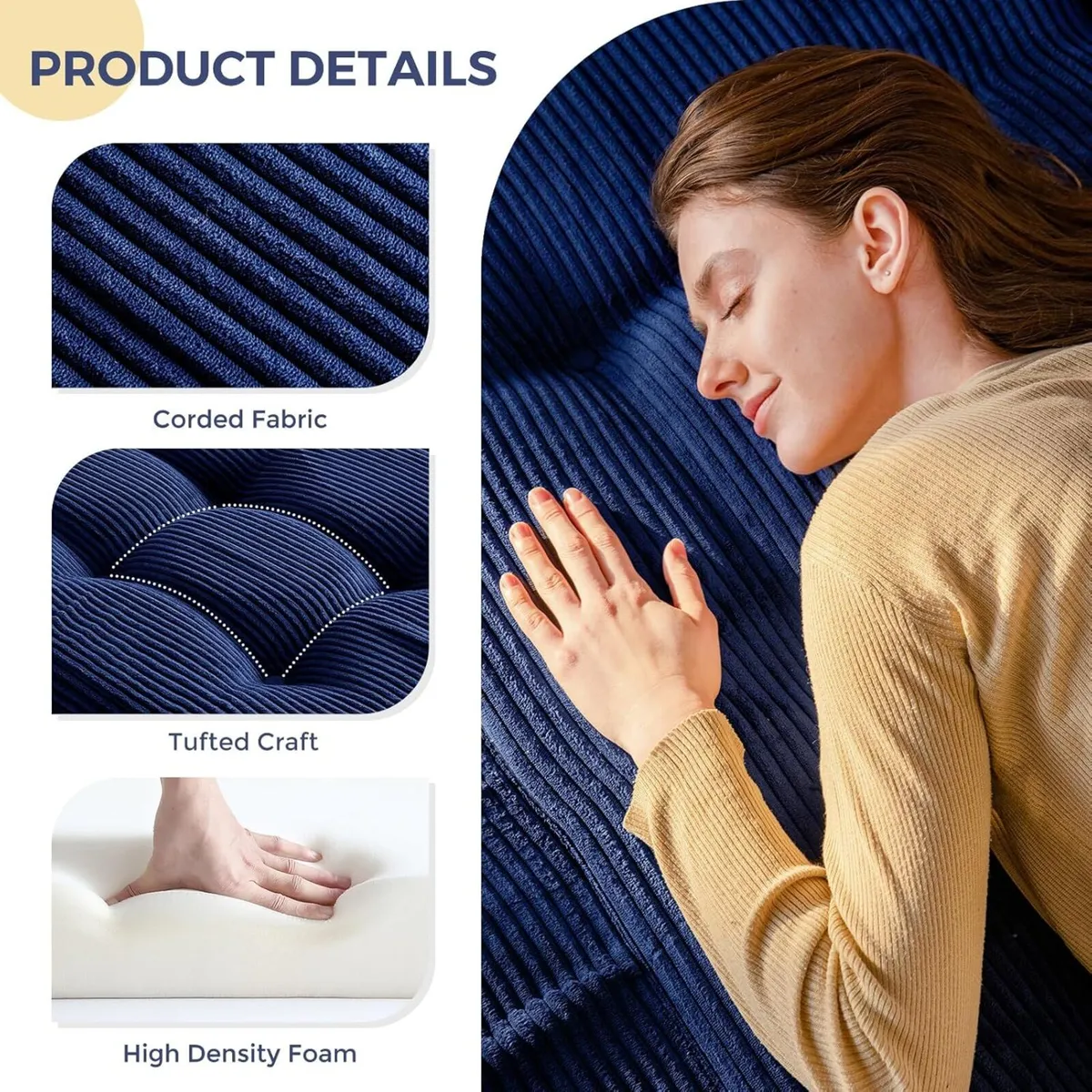 Folding Mattress Comfy Corduroy Foldable with - Image 4