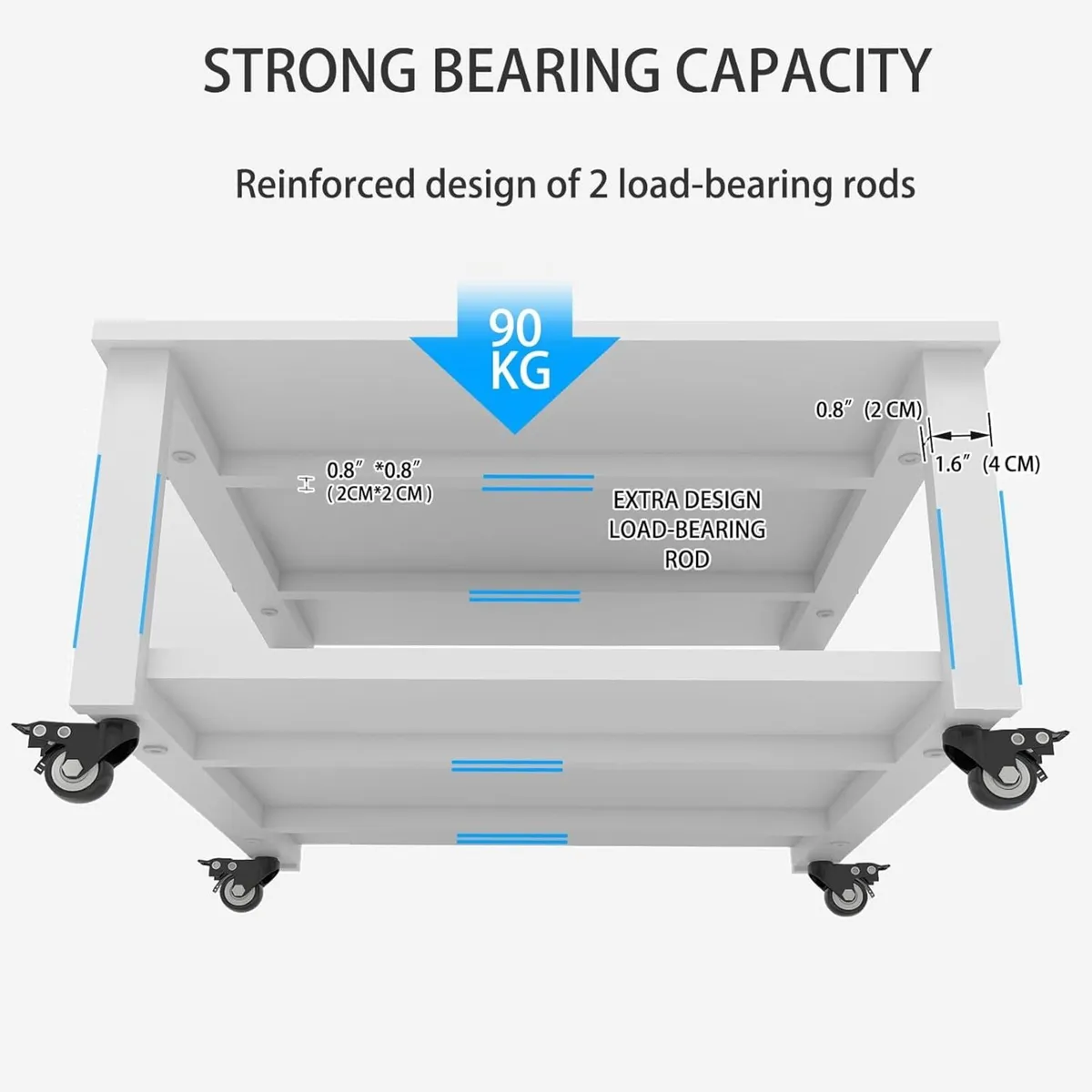 2 Tier Laser Printer Stand with Paper Storage - Image 2