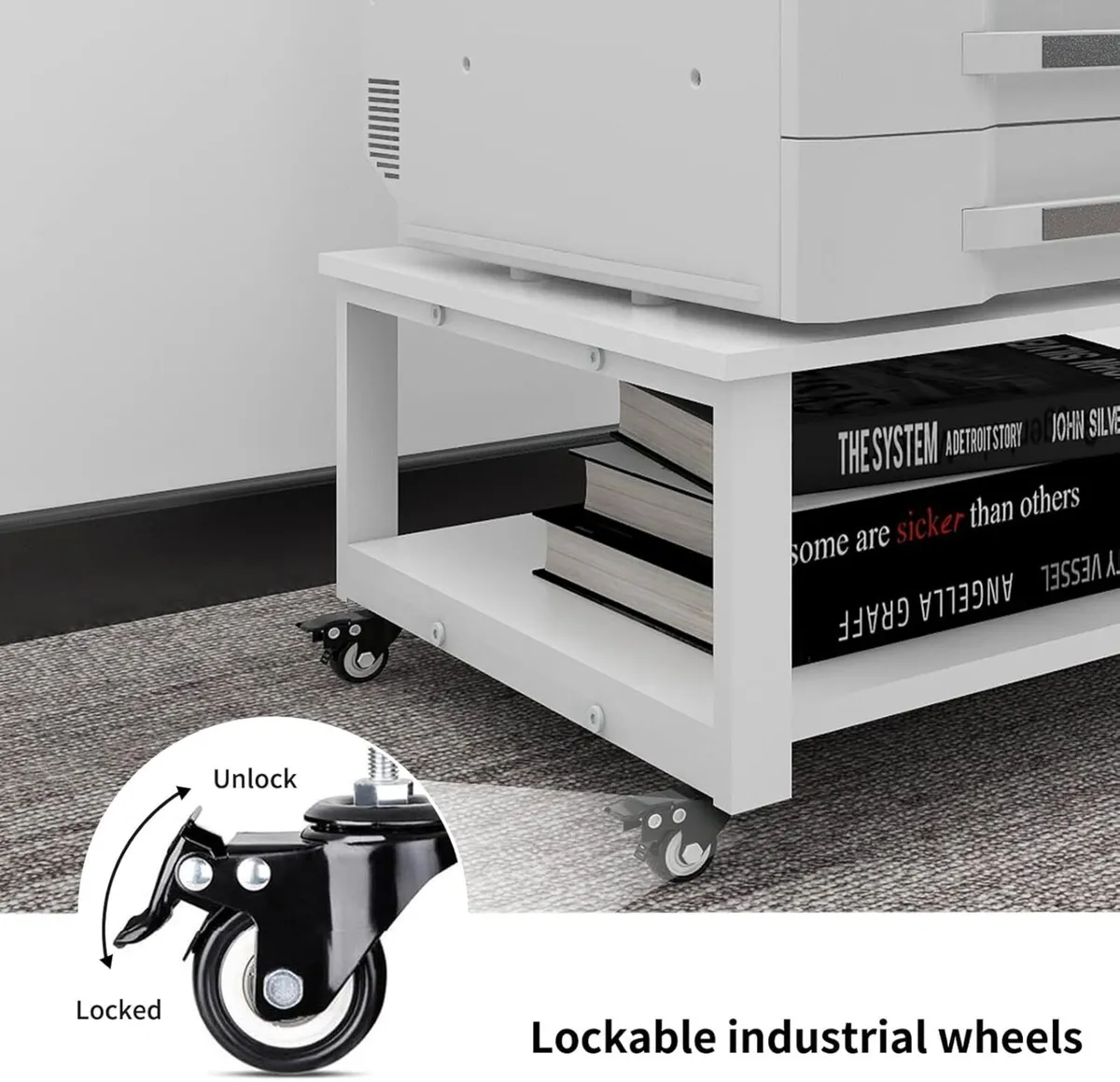 2 Tier Laser Printer Stand with Paper Storage - Image 3