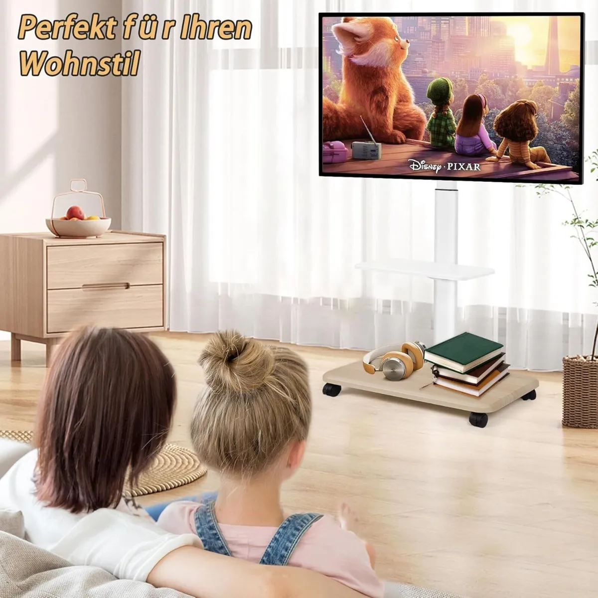 Rolling TV Stand for 32-70 Inch Flat Curved LED - Image 2