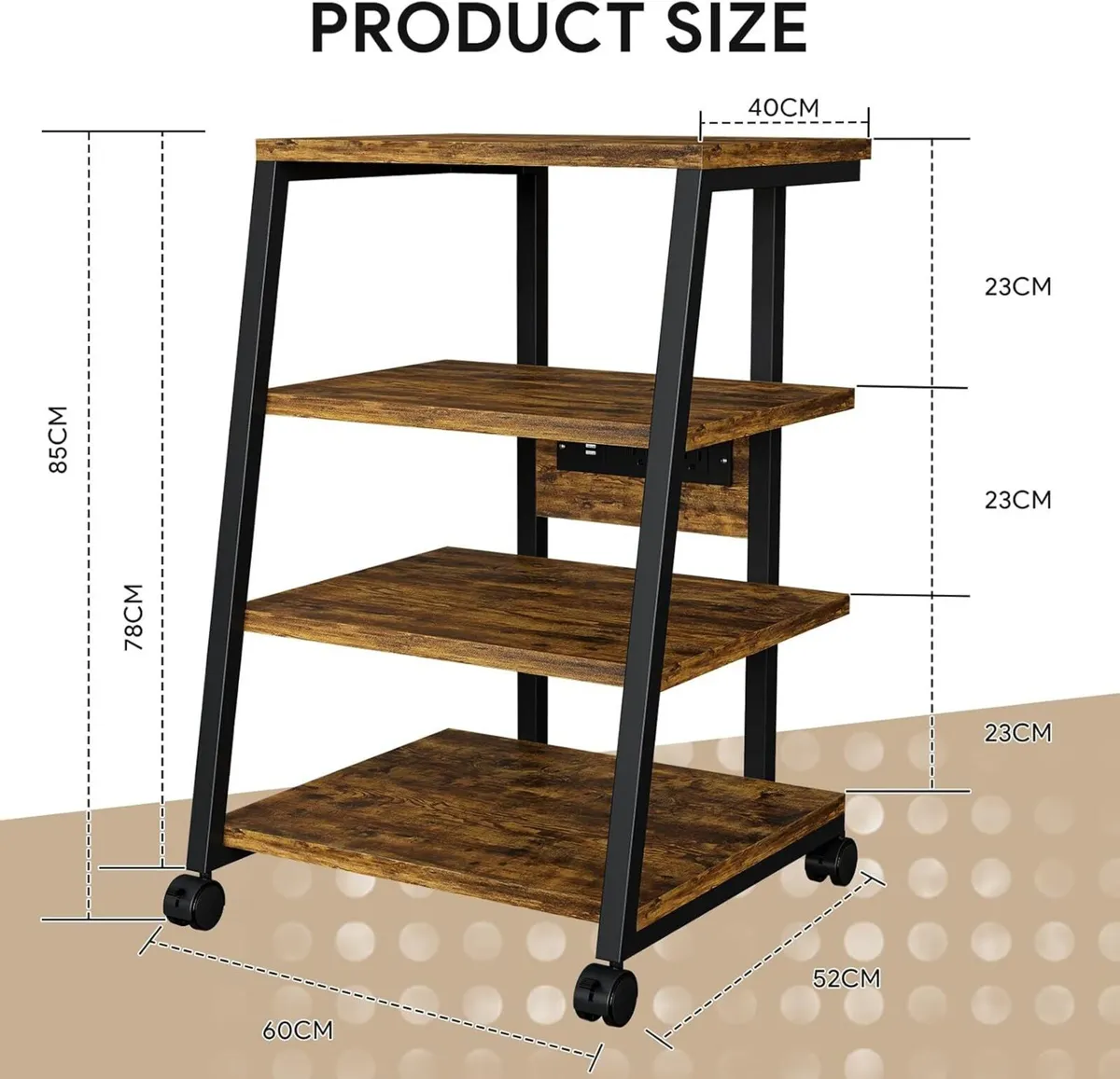 4-Tier AV Media Stand with Power Strips Audio - Image 2