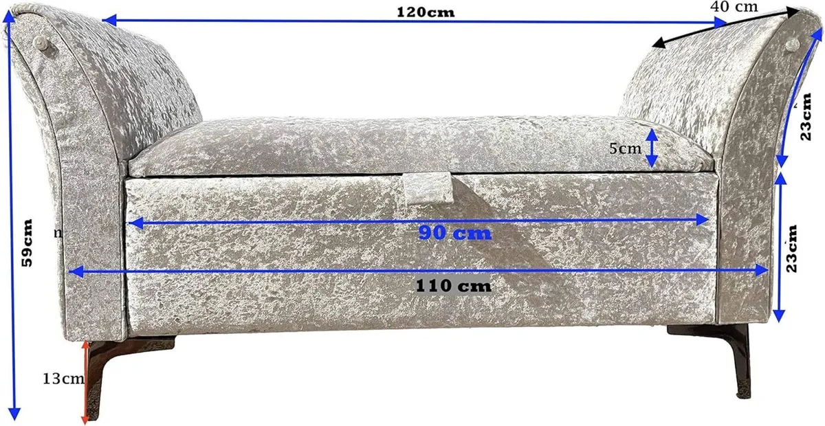 A-non Storage Ottoman Chaise Sofa (Silver) - Image 2