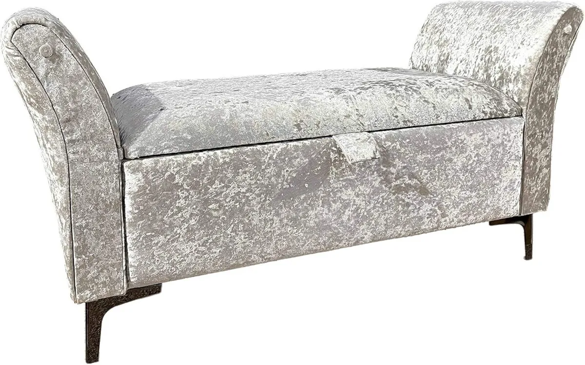 A-non Storage Ottoman Chaise Sofa (Silver) - Image 1